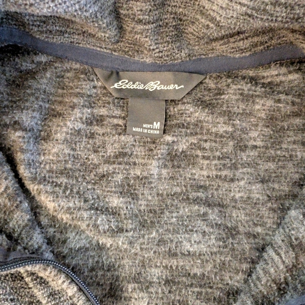 Eddie Bauer Men's Fleece Gray Quarter Zip Pullover Size M - Picture 3 of 8